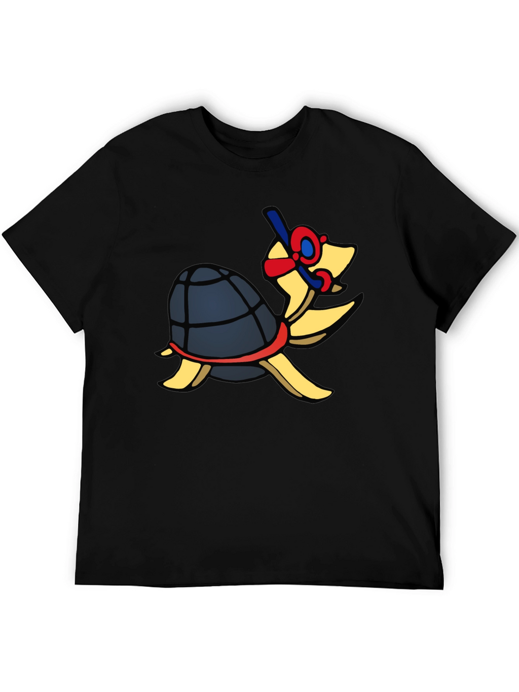 Snorkeling Turtle Graphic Tee - Black Cotton T-Shirt