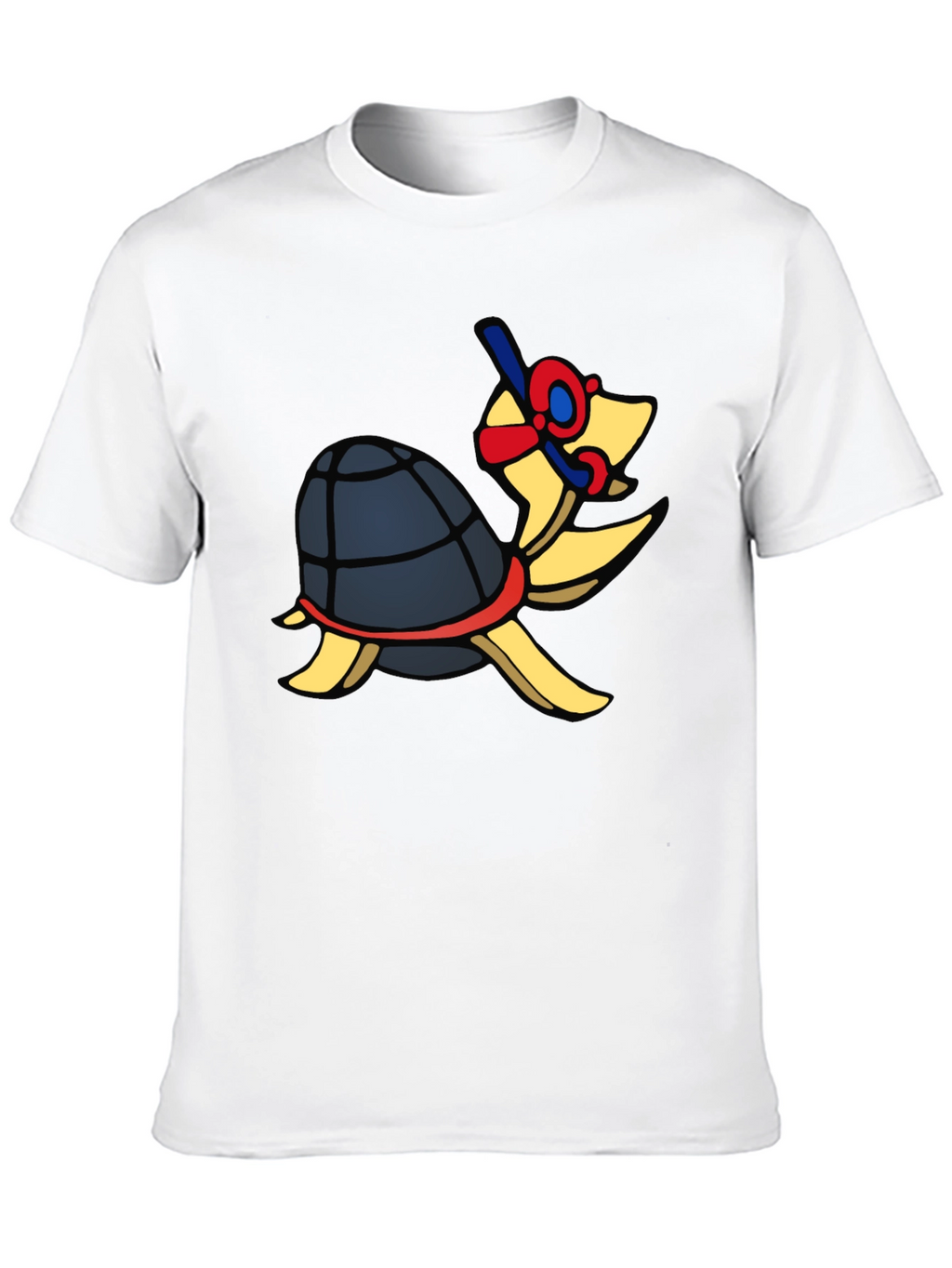 Snorkeling Turtle Graphic Tee - Black Cotton T-Shirt