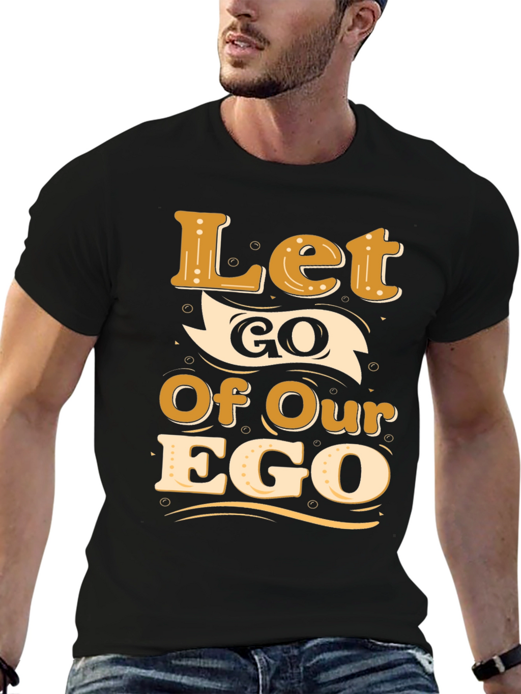 Let Go Of Our Ego Black Graphic Tee