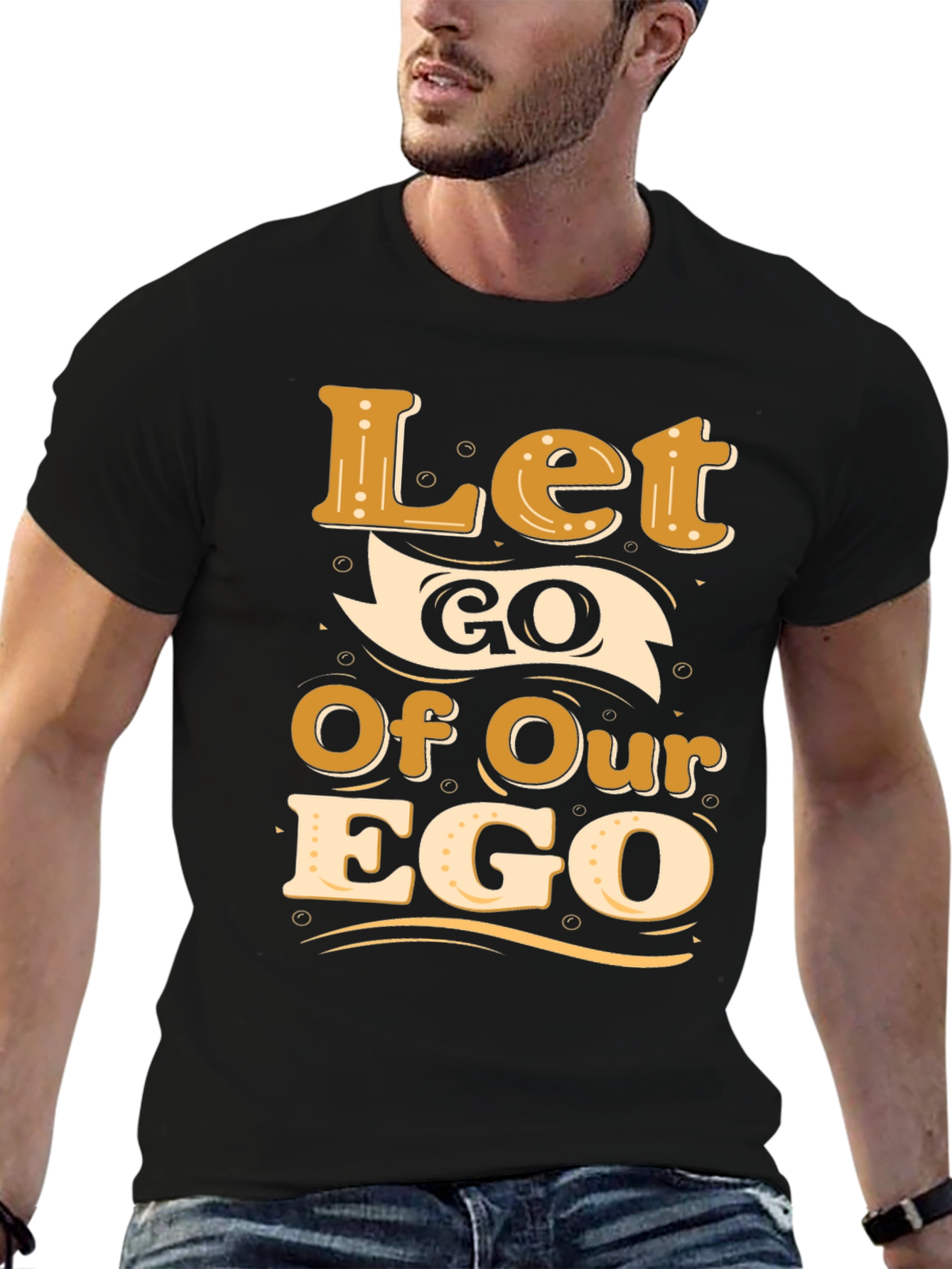Let Go Of Our Ego Black Graphic Tee