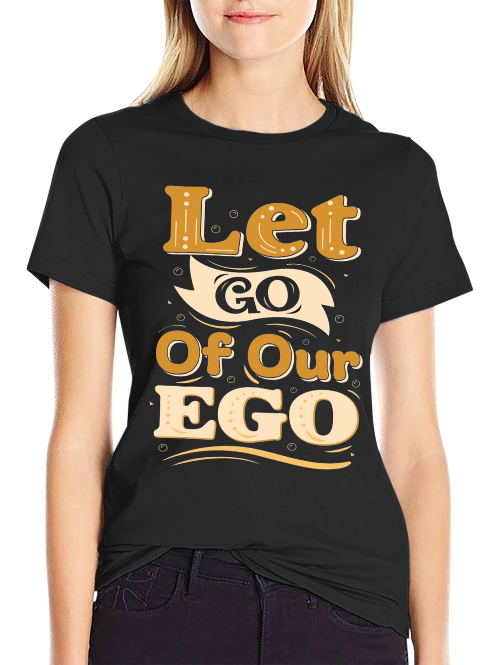 Let Go Of Our Ego Black Graphic Tee