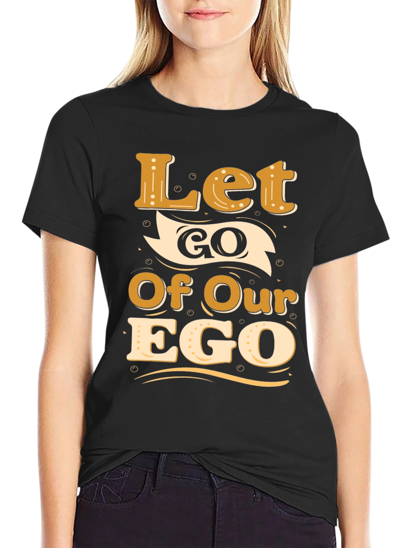 Let Go Of Our Ego Black Graphic Tee