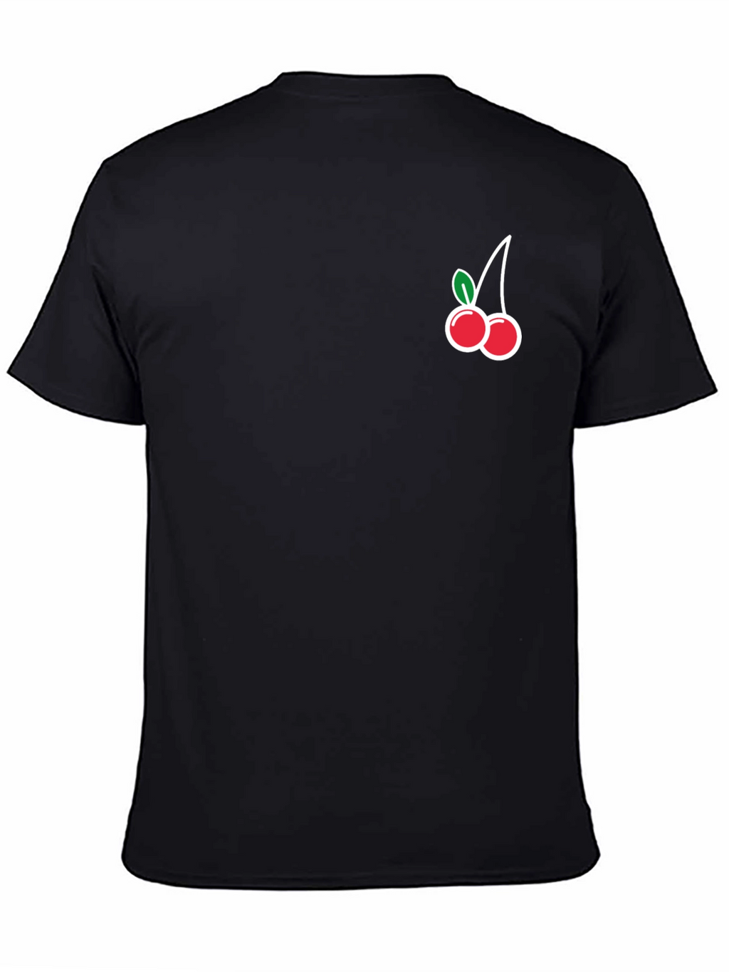 Black T-Shirt with Cherry Graphic