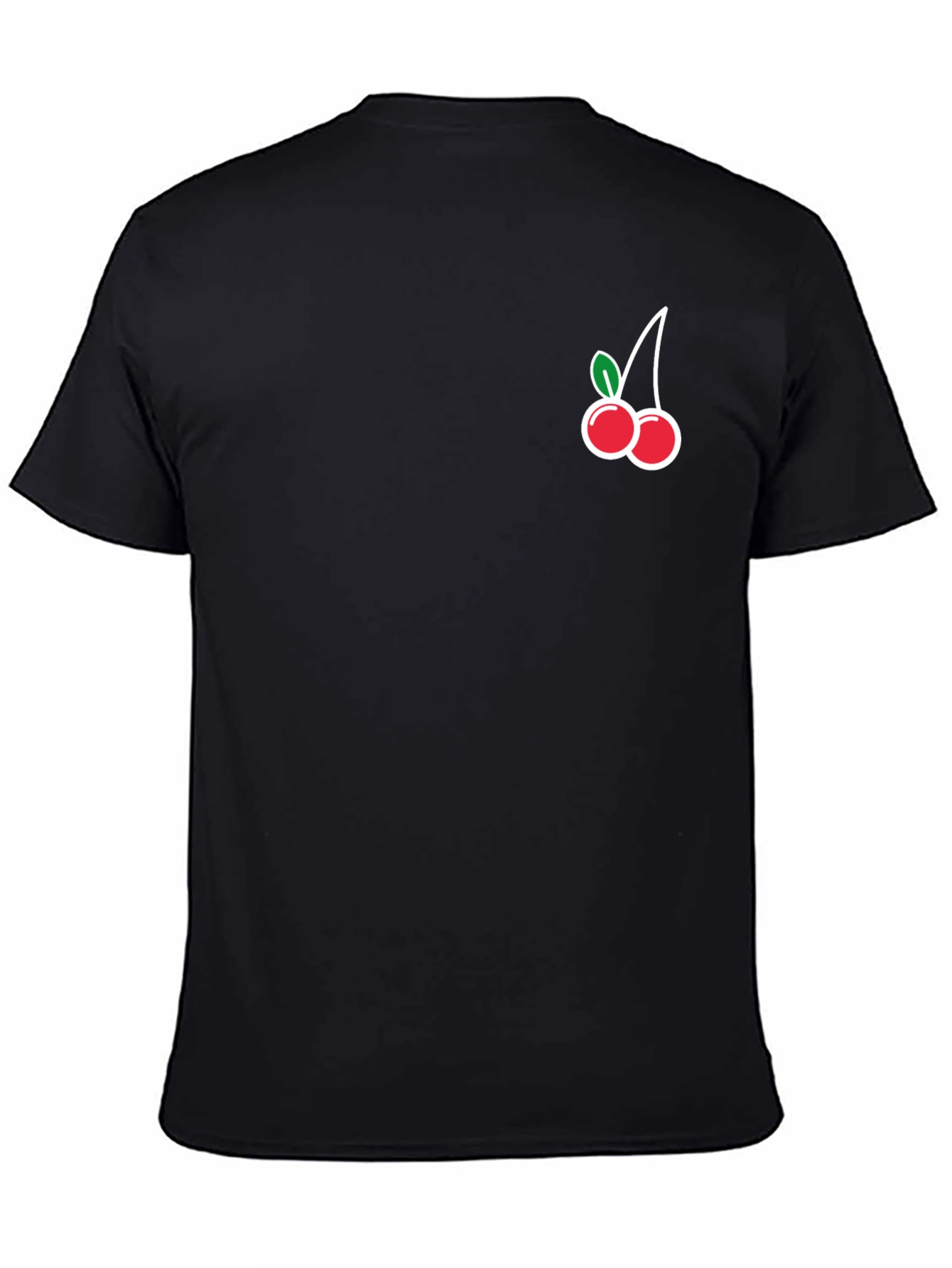 Black T-Shirt with Cherry Graphic