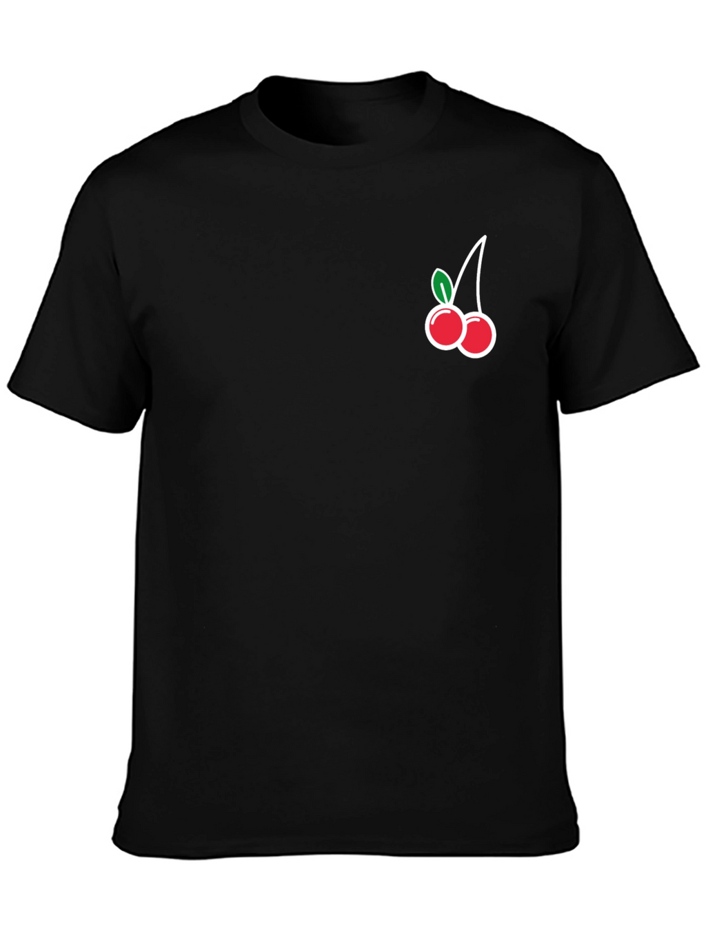 Black T-Shirt with Cherry Graphic