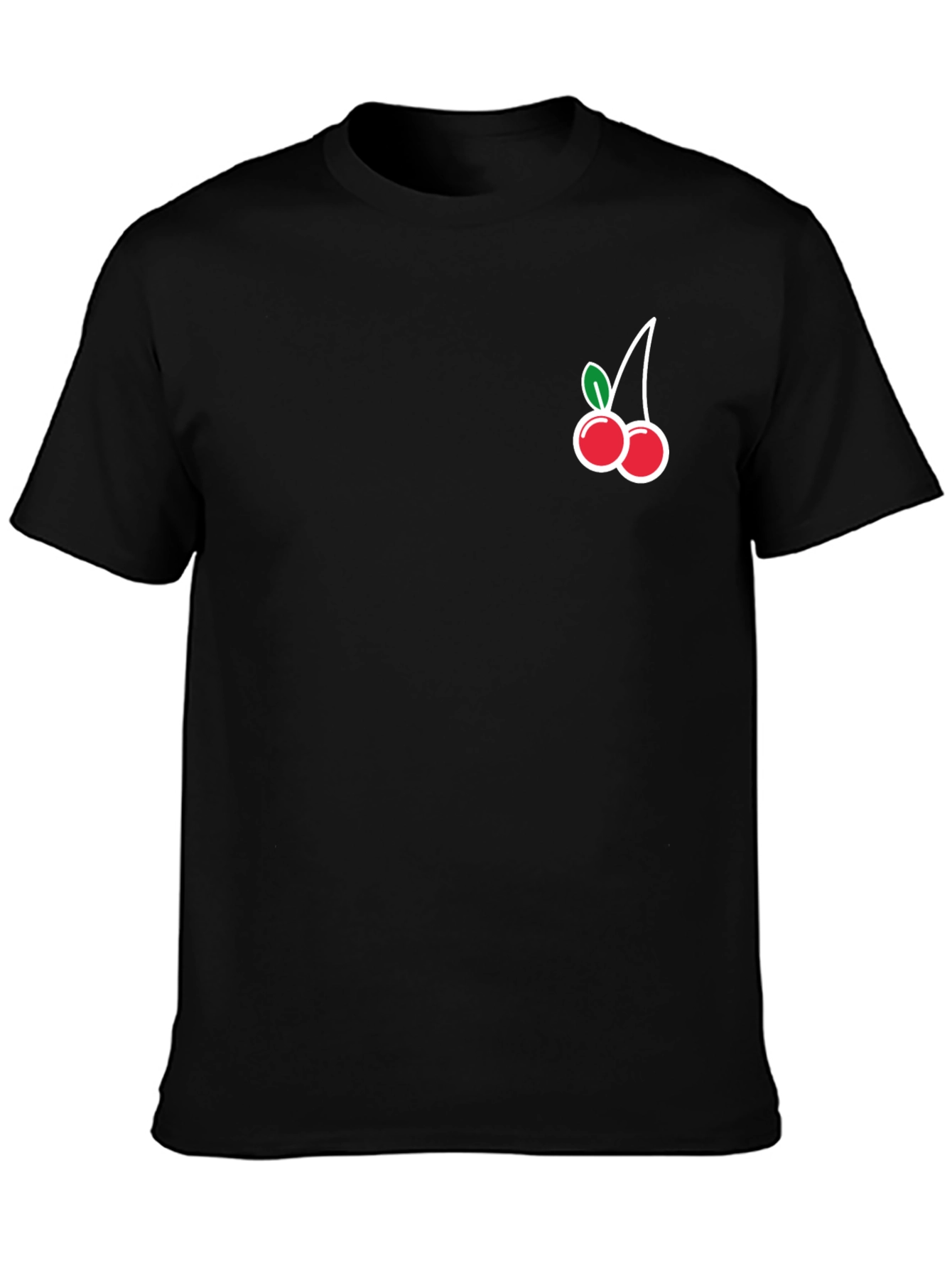 Black T-Shirt with Cherry Graphic