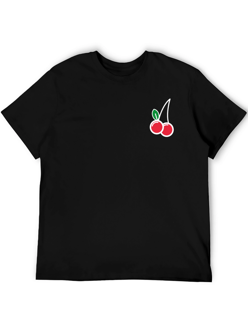 Black T-Shirt with Cherry Graphic
