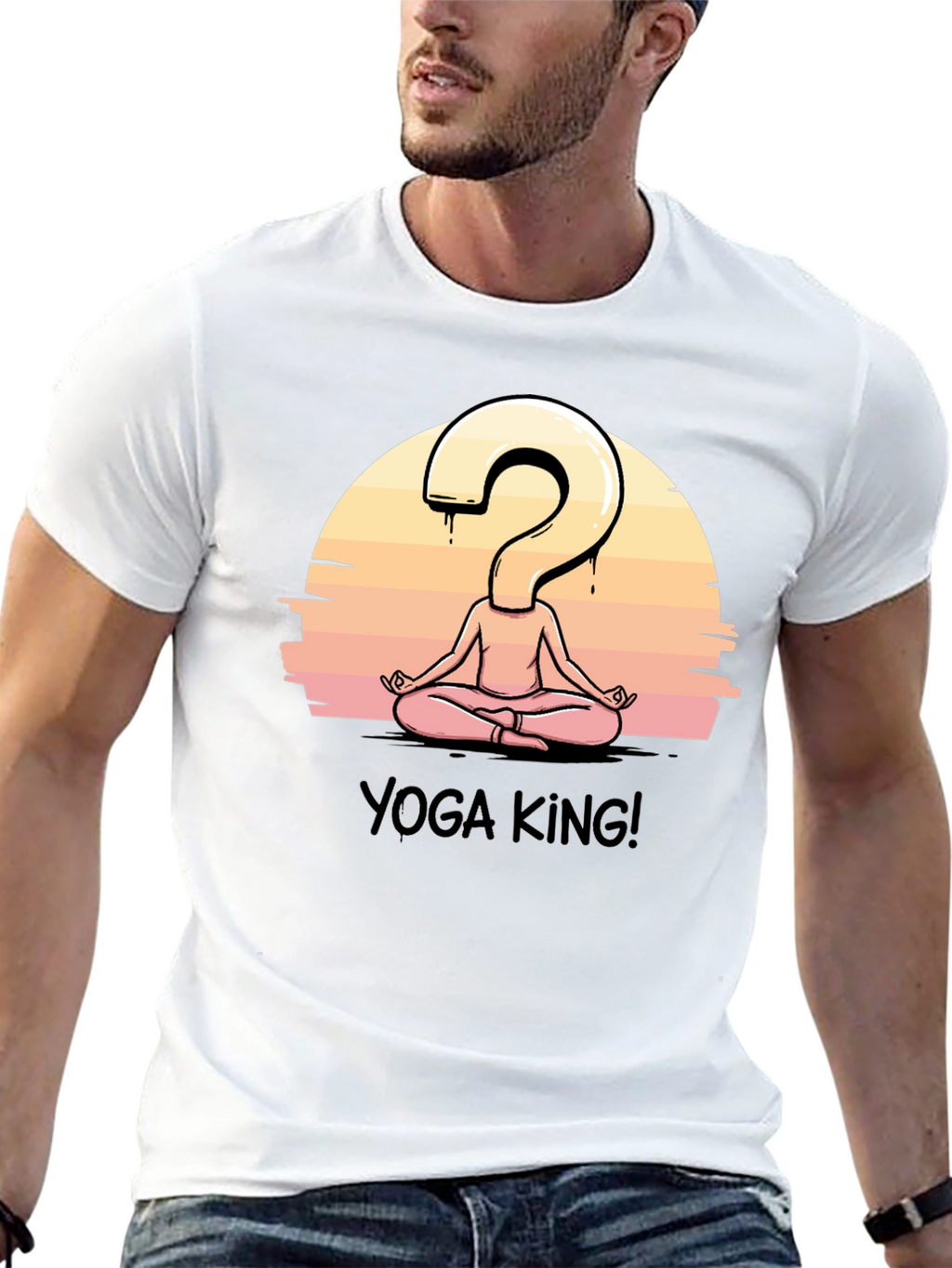 Yoga King Graphic Tee - Question Mark Meditating Design