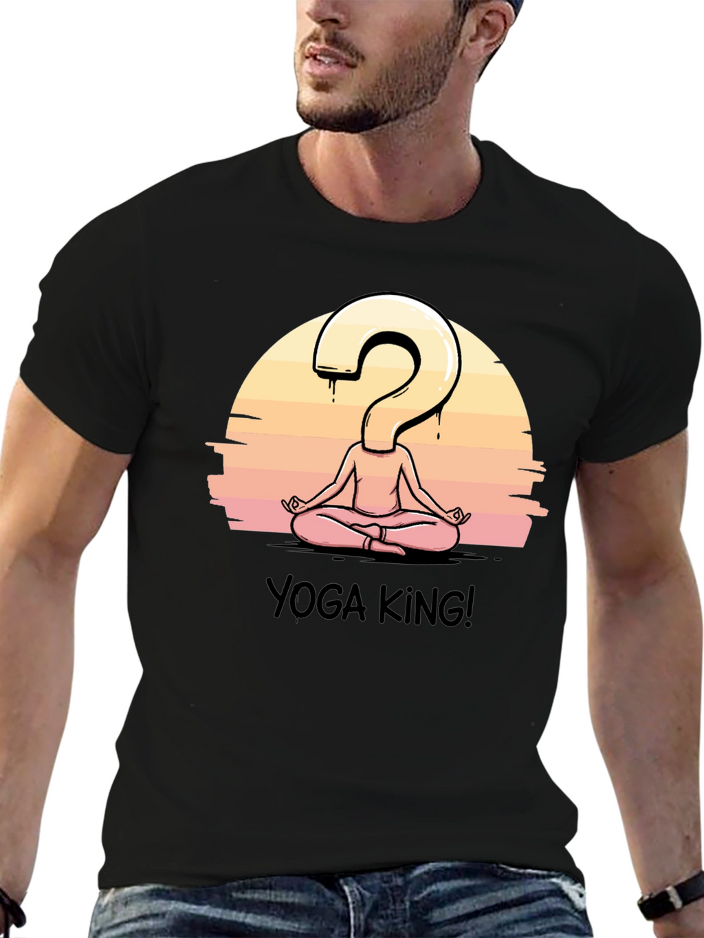 Yoga King Graphic Tee - Question Mark Meditating Design
