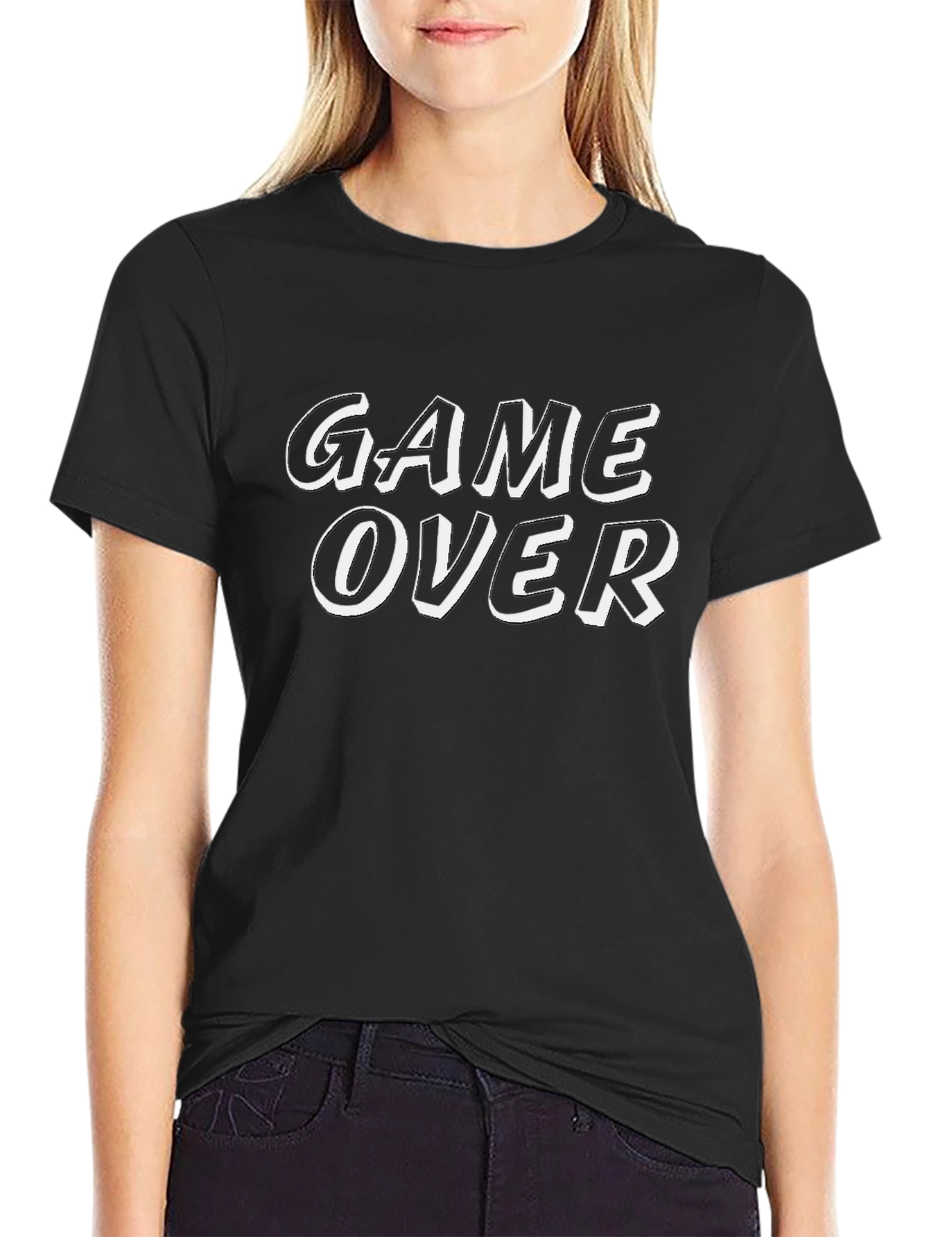 Game Over T-Shirt - Black Graphic Tee for Gamers