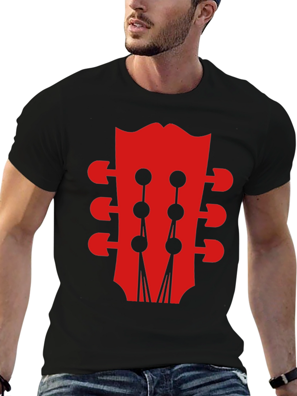 Guitar Head Black Graphic Tee