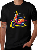 Retro Scooter Graphic Tee - Stylish Black T-Shirt