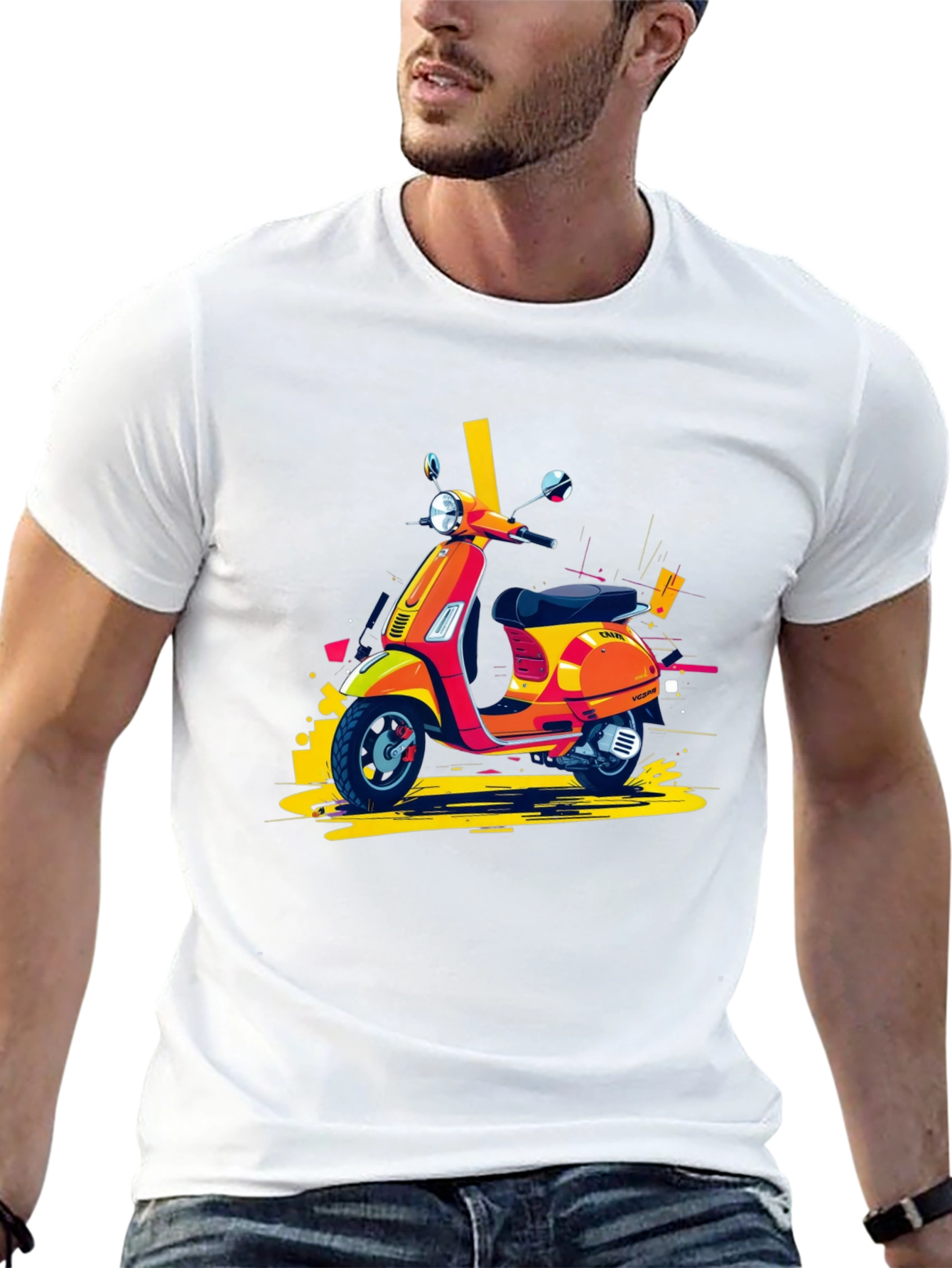 Retro Scooter Graphic Tee - Stylish Black T-Shirt