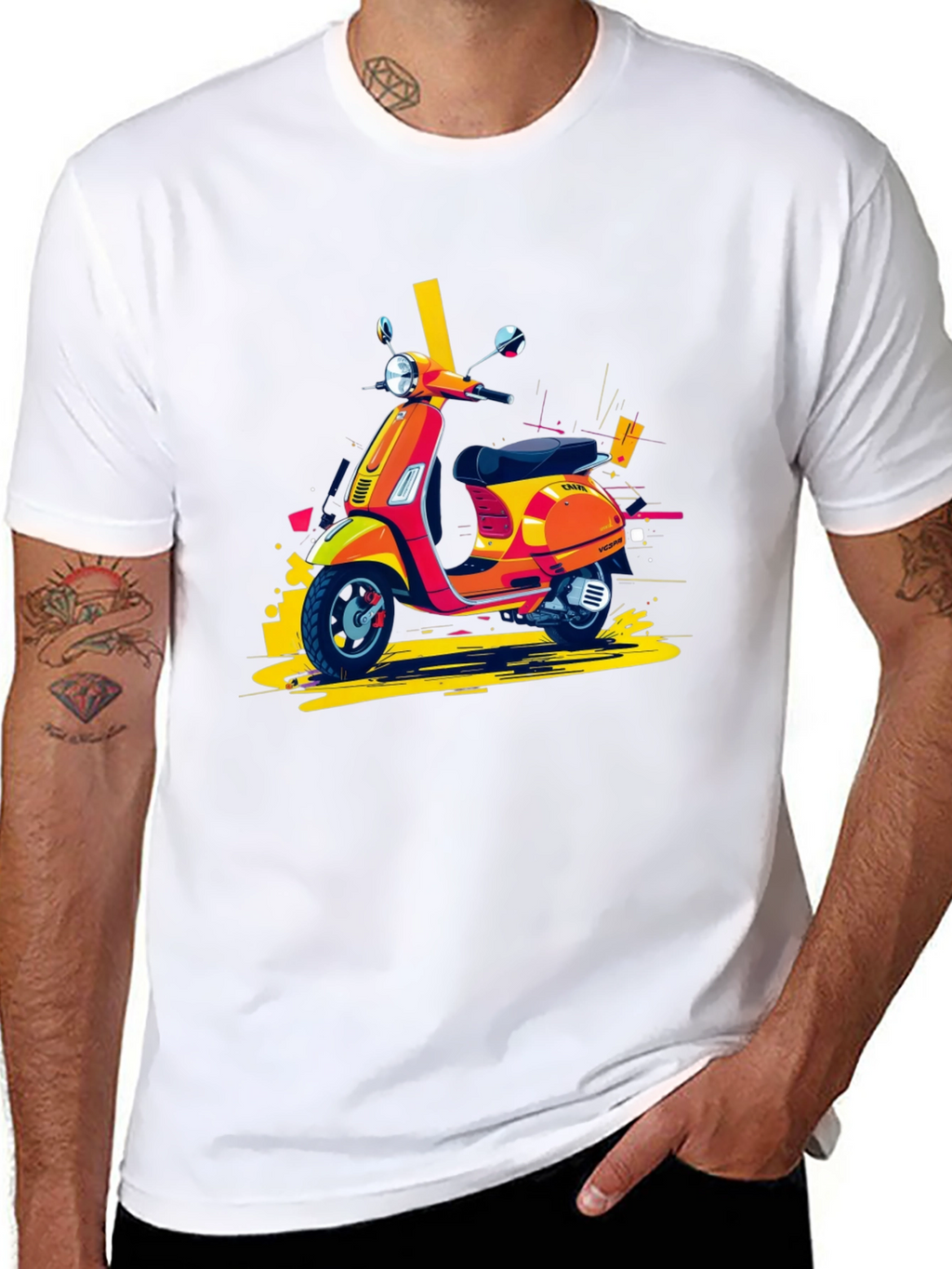Retro Scooter Graphic Tee - Stylish Black T-Shirt