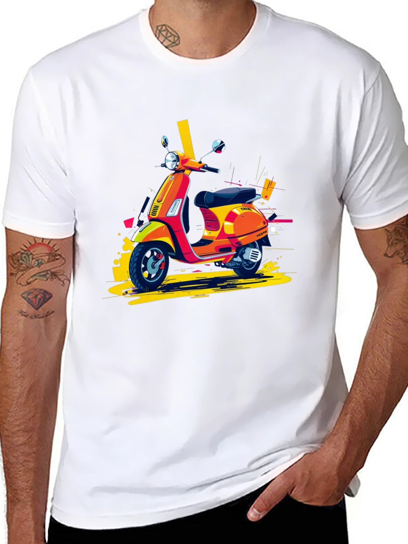 Retro Scooter Graphic Tee - Stylish Black T-Shirt