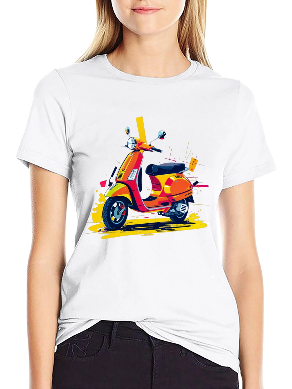 Retro Scooter Graphic Tee - Stylish Black T-Shirt