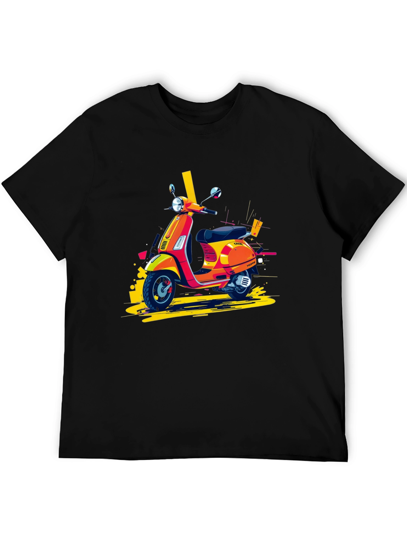 Retro Scooter Graphic Tee - Stylish Black T-Shirt