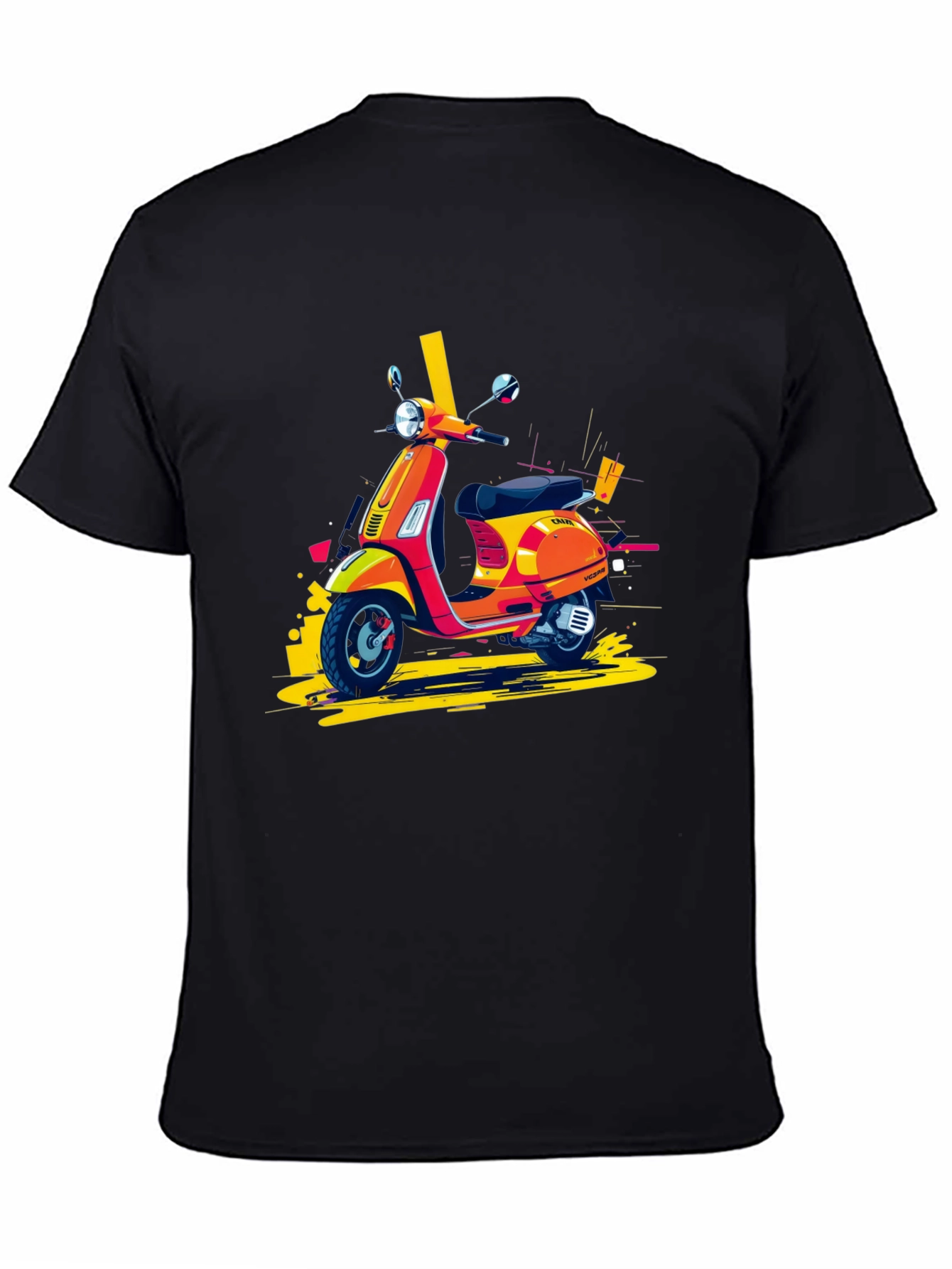 Retro Scooter Graphic Tee - Stylish Black T-Shirt