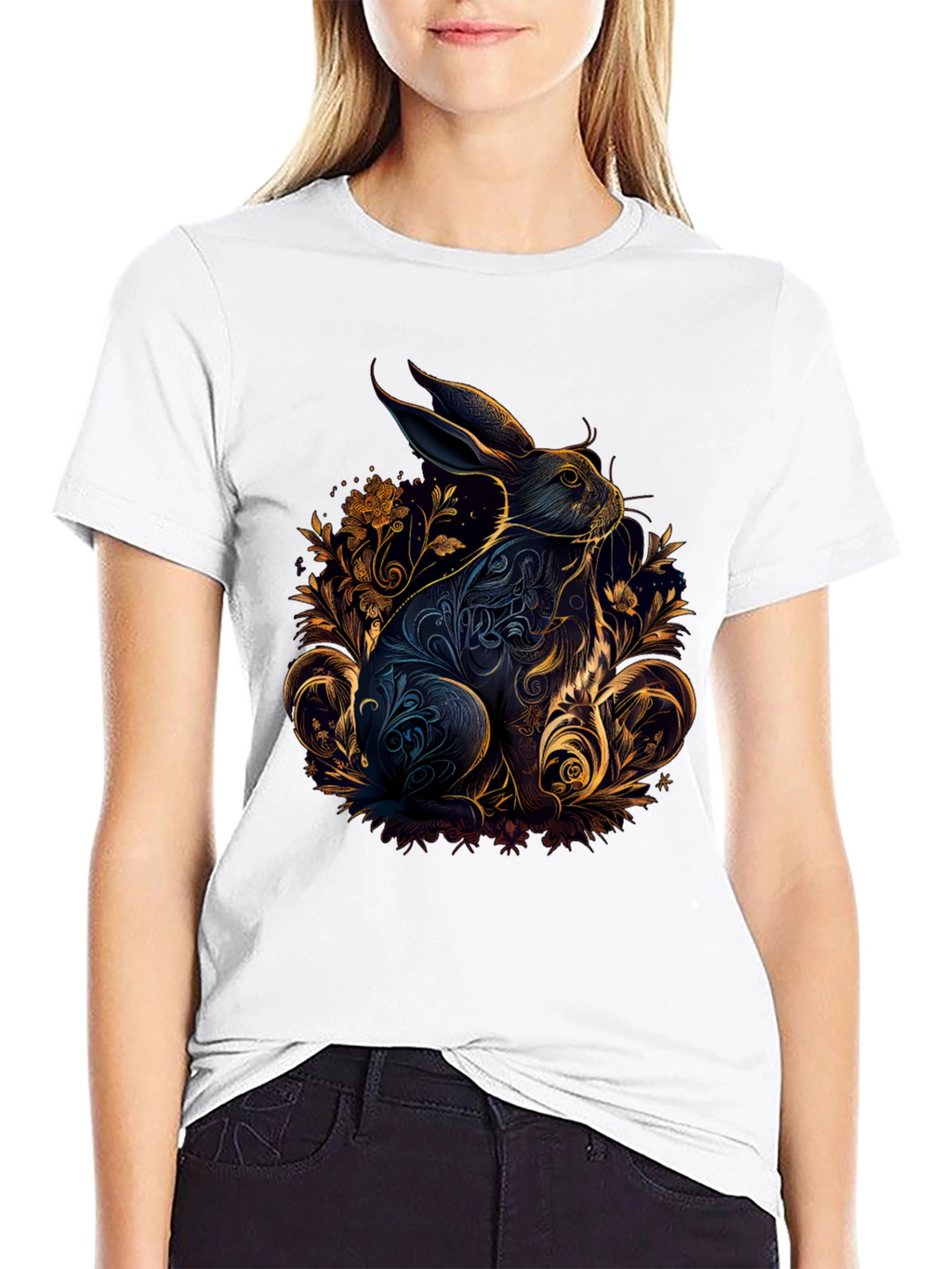 Rabbit Floral T-Shirt - Artistic Design