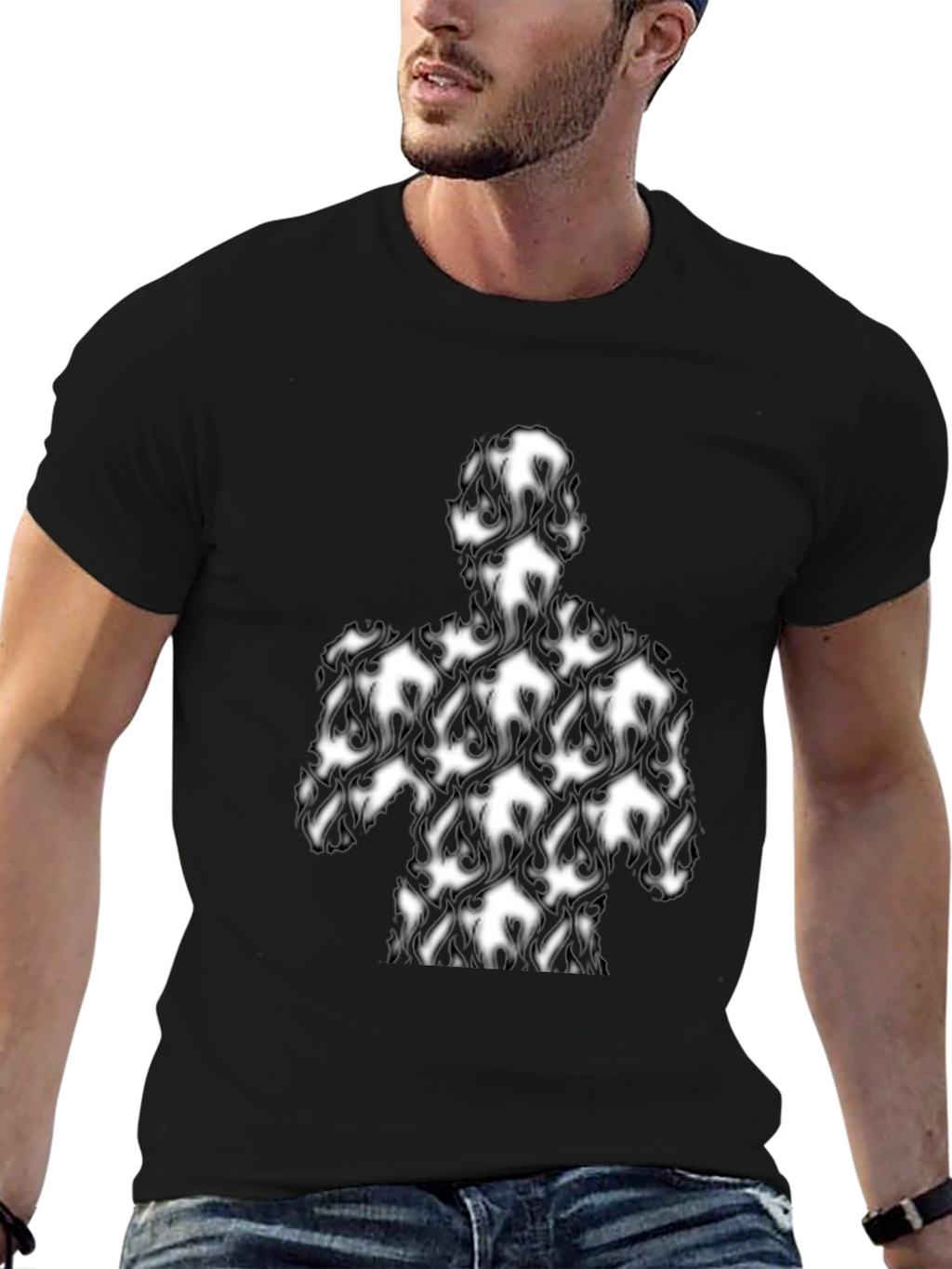 Abstract Spade Figure Black T-Shirt