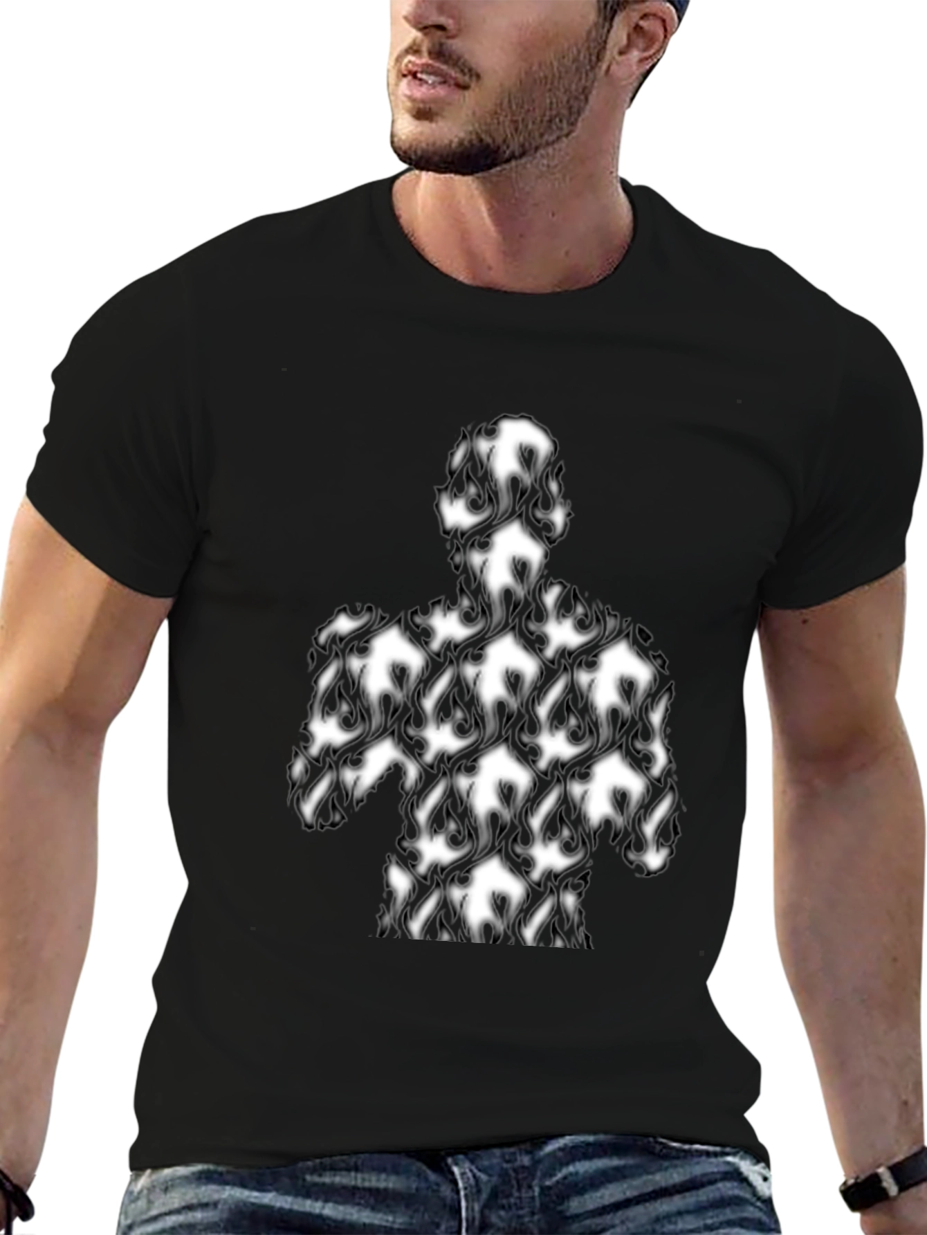 Abstract Spade Figure Black T-Shirt