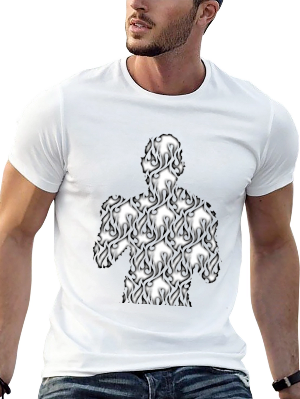Abstract Spade Figure Black T-Shirt
