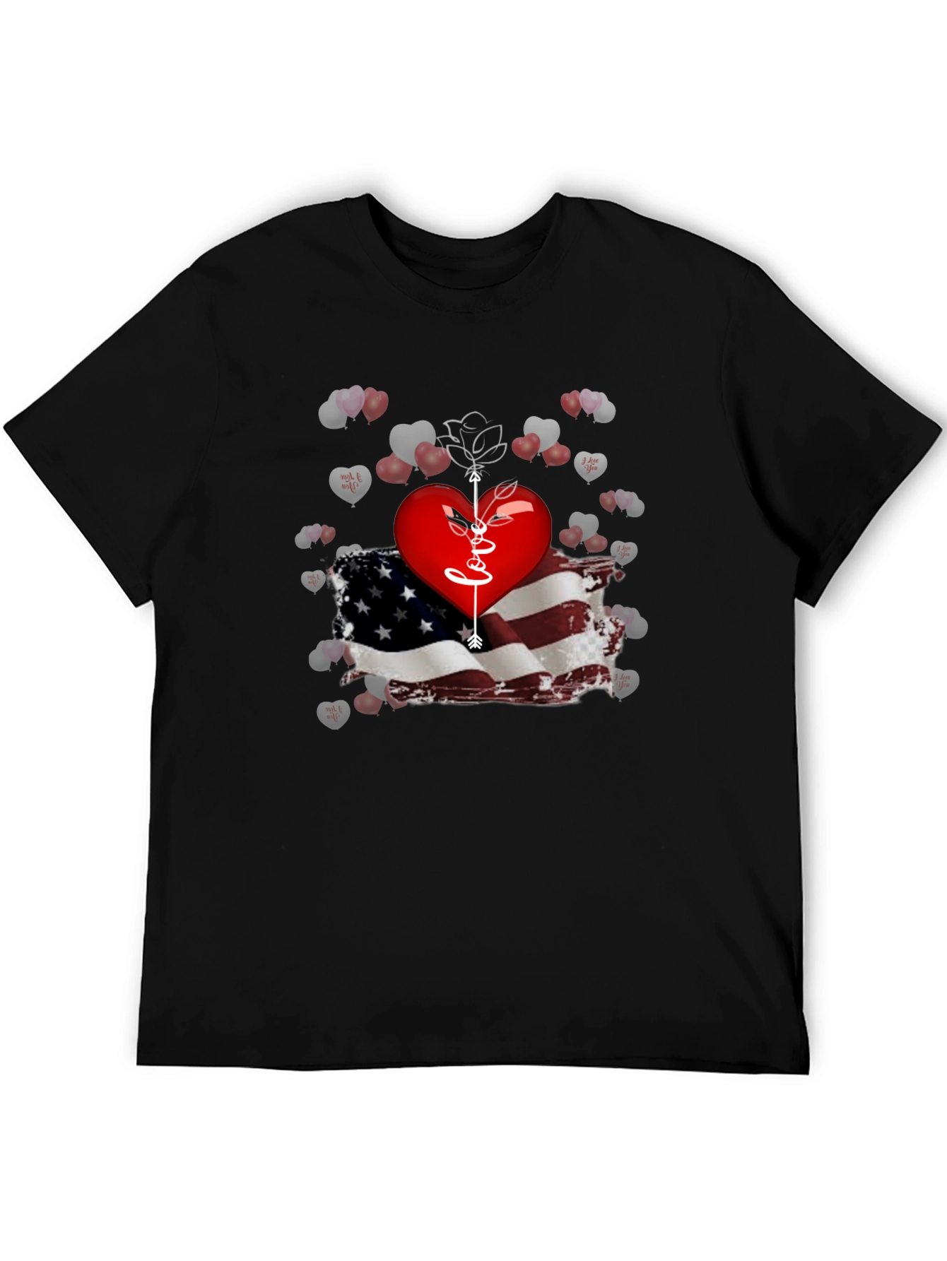 Love Arrow Heart American Flag T-Shirt