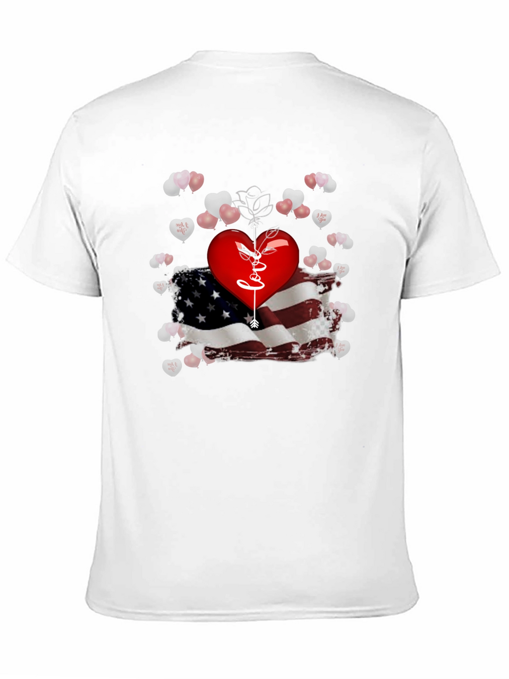 Love Arrow Heart American Flag T-Shirt