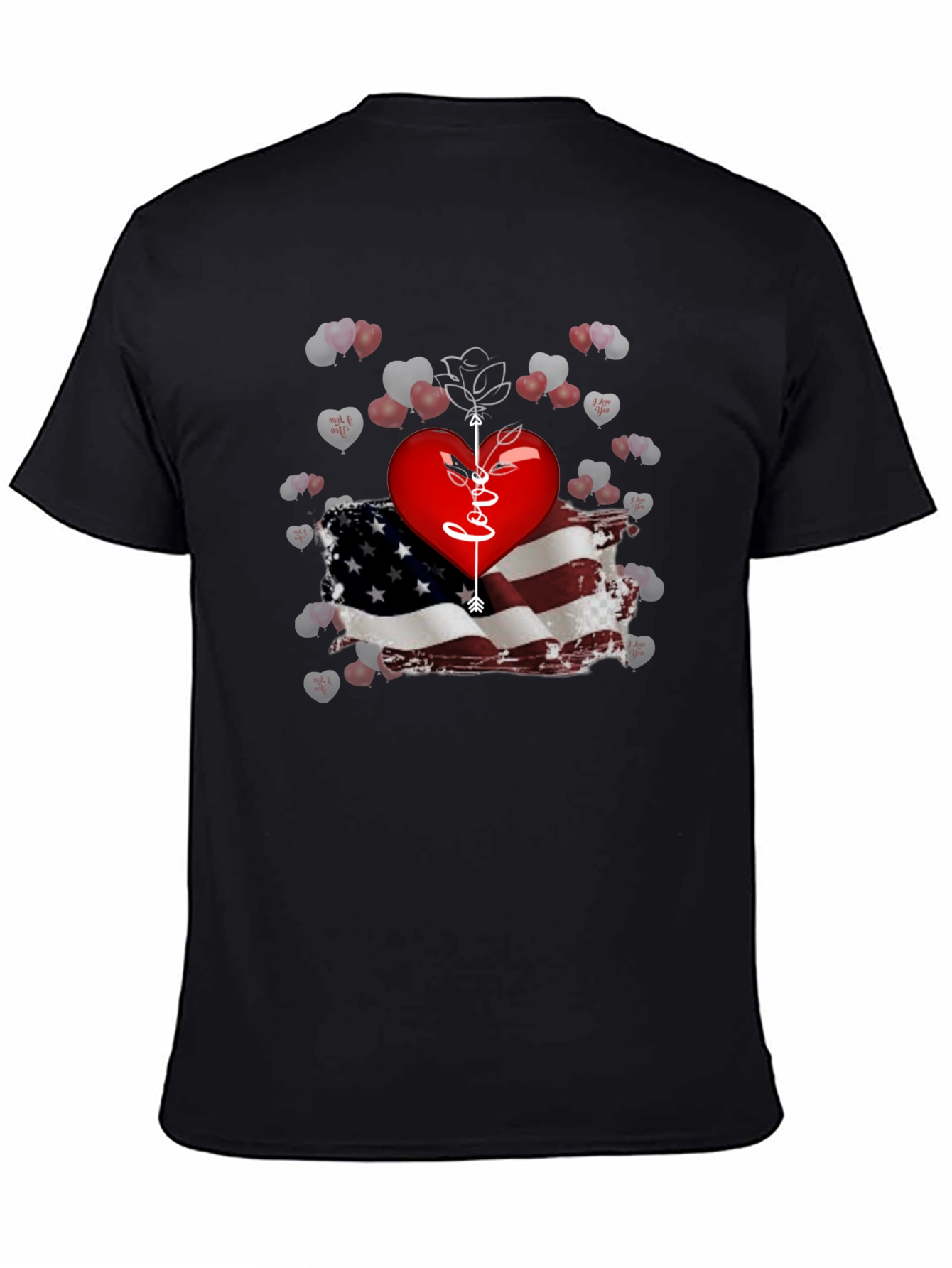 Love Arrow Heart American Flag T-Shirt