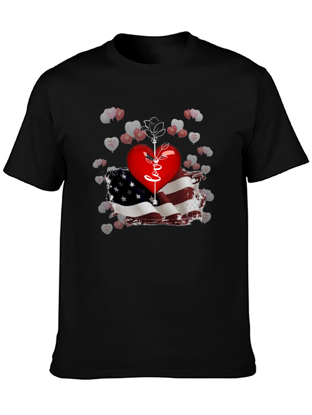 Love Arrow Heart American Flag T-Shirt