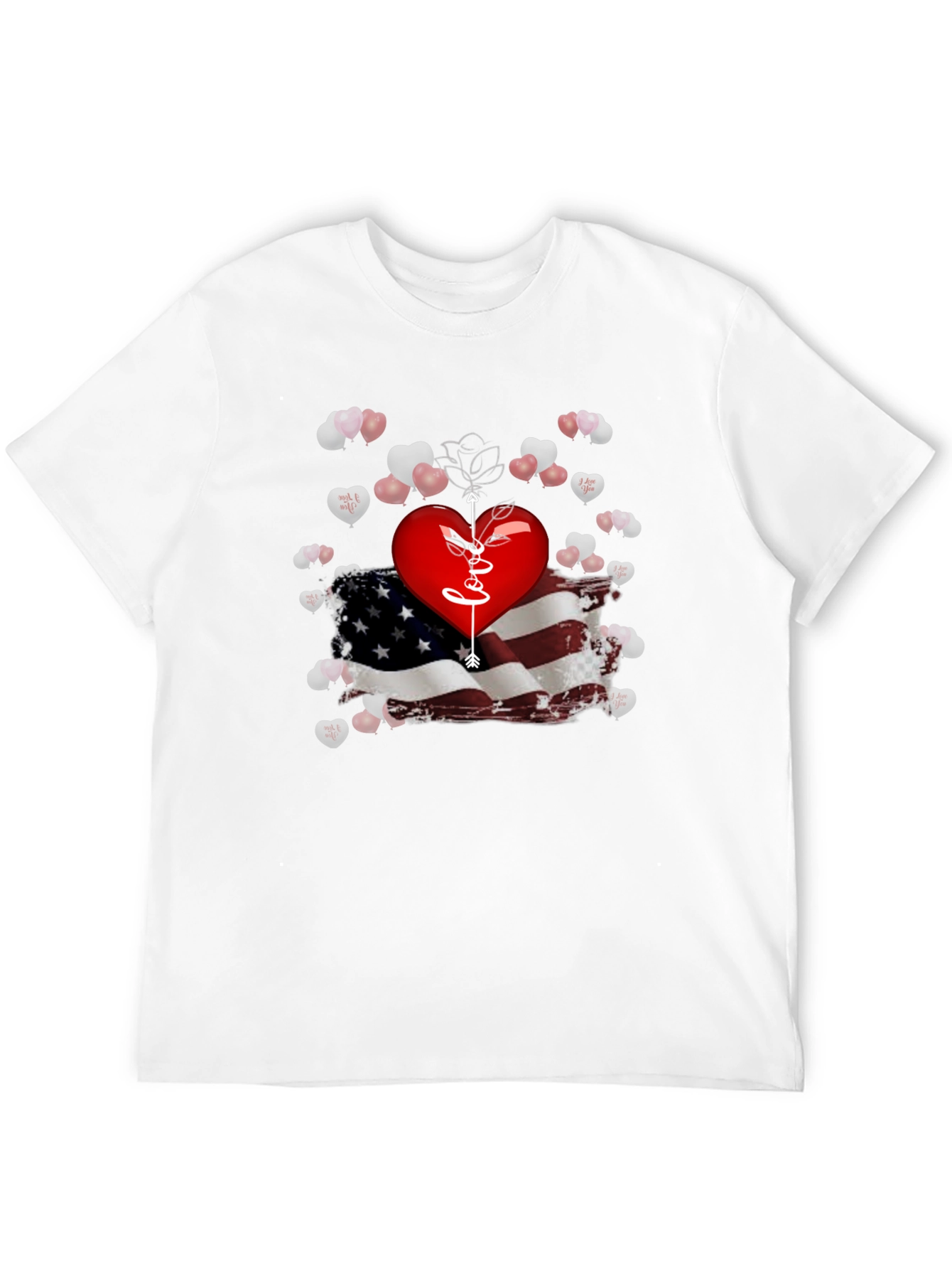 Love Arrow Heart American Flag T-Shirt