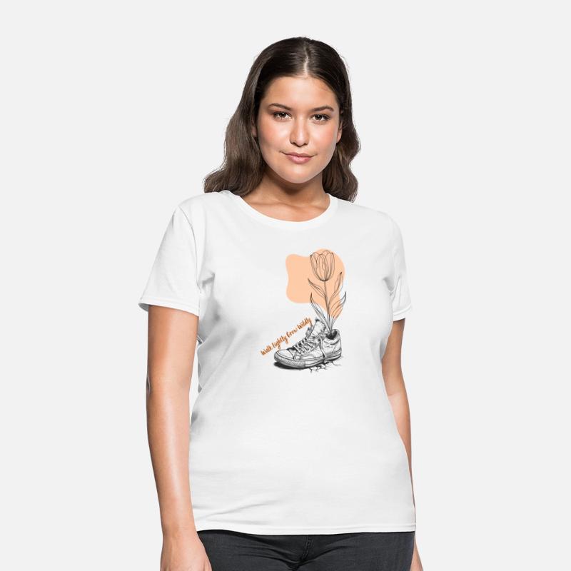 Walk Lightly Grow Wildly Eco Wild Bloom Nature Tee