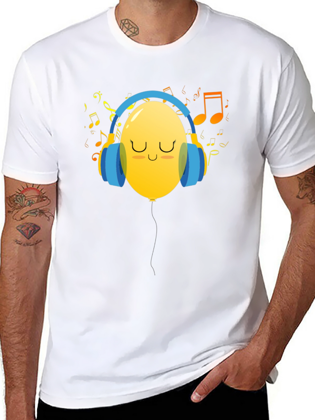 Musical Balloon Graphic Tee - Black Casual Shirt