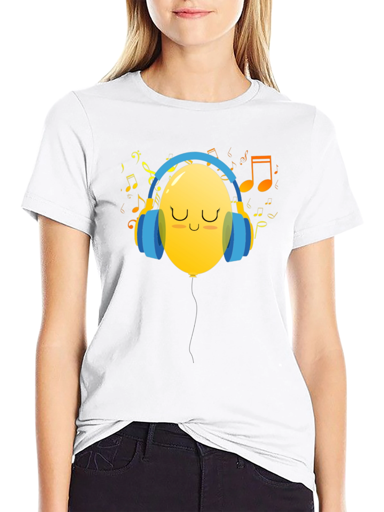 Musical Balloon Graphic Tee - Black Casual Shirt
