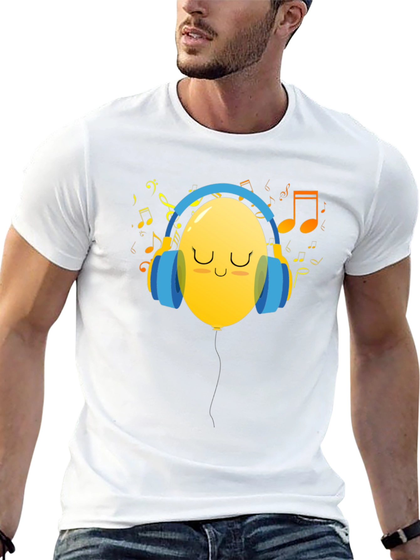 Musical Balloon Graphic Tee - Black Casual Shirt