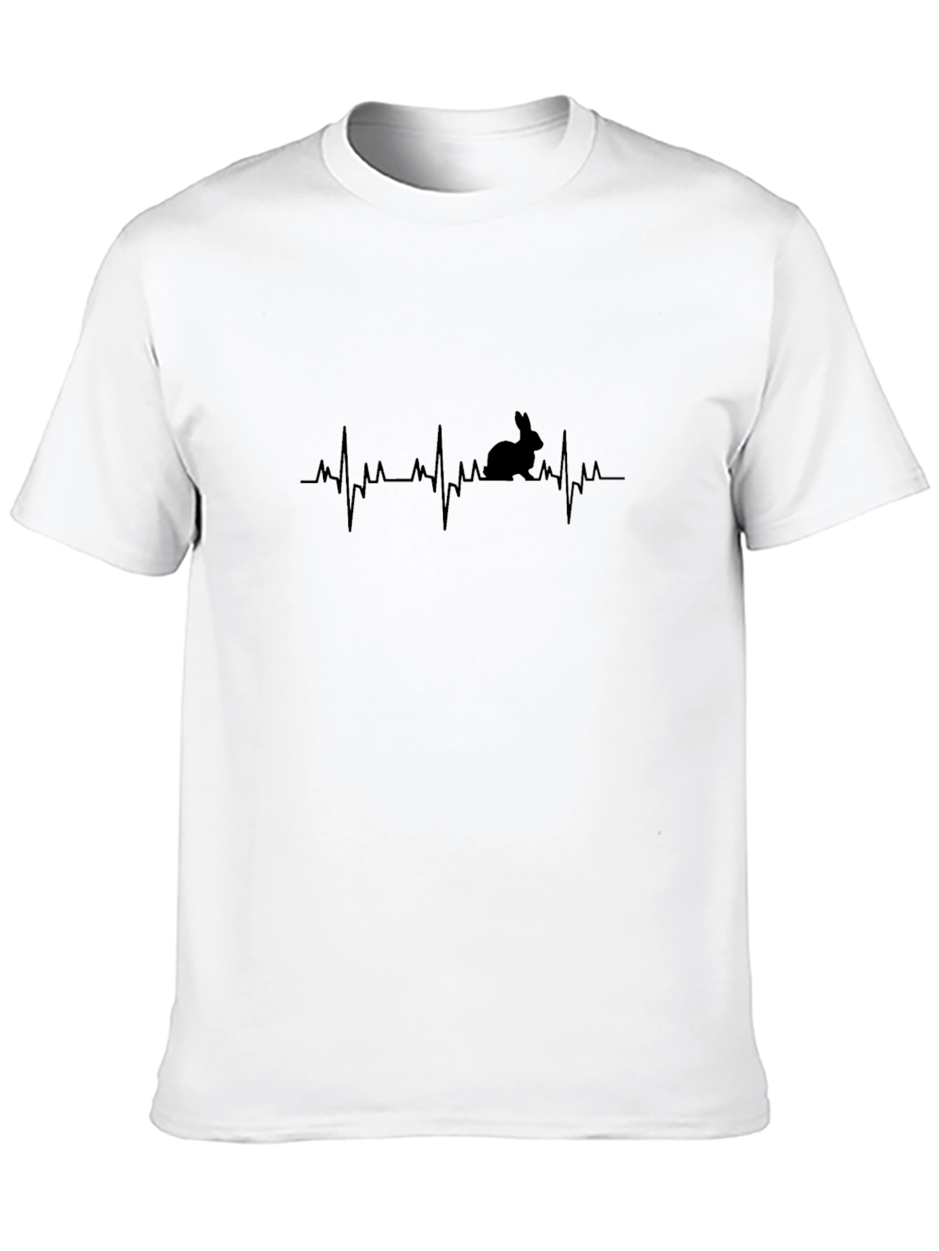 Rabbit Heartbeat Graphic Tee - Black Cotton T-Shirt