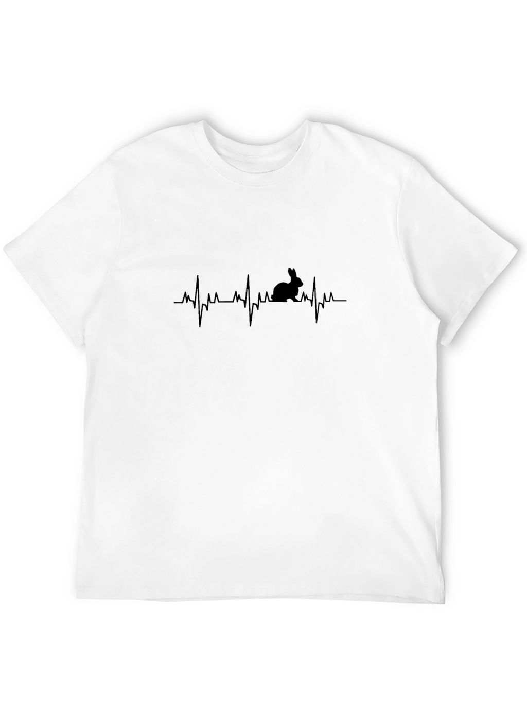 Rabbit Heartbeat Graphic Tee - Black Cotton T-Shirt