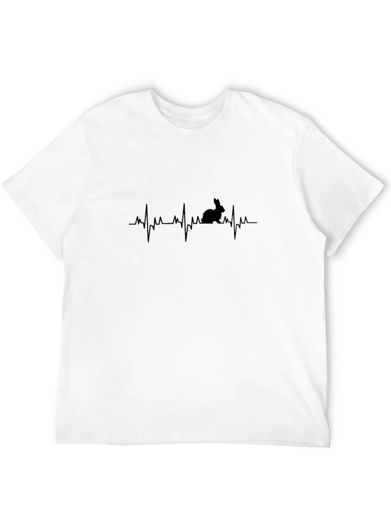 Rabbit Heartbeat Graphic Tee - Black Cotton T-Shirt