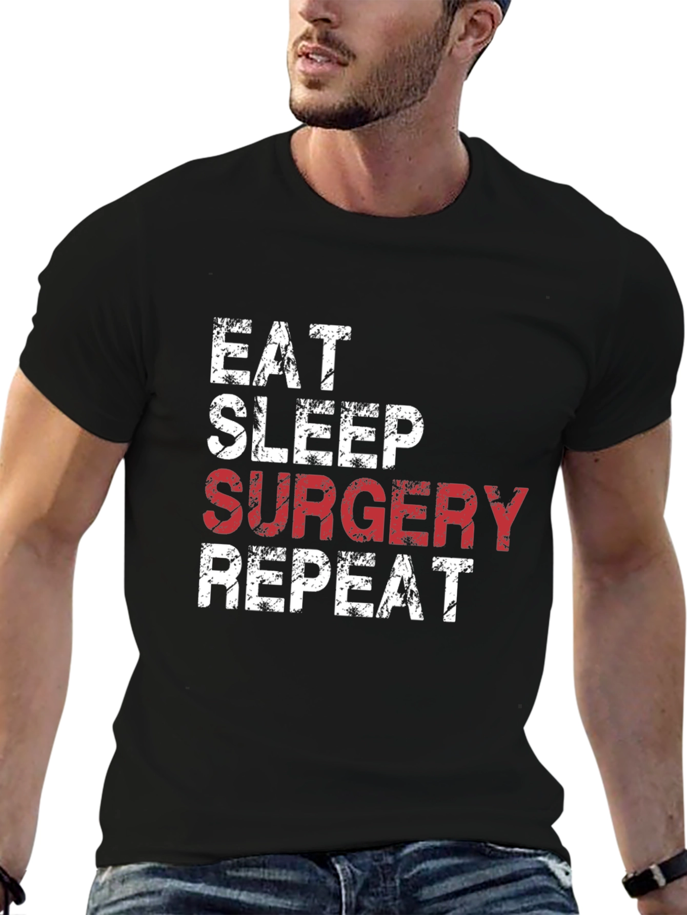 Eat Sleep Surgery Repeat Black T-Shirt