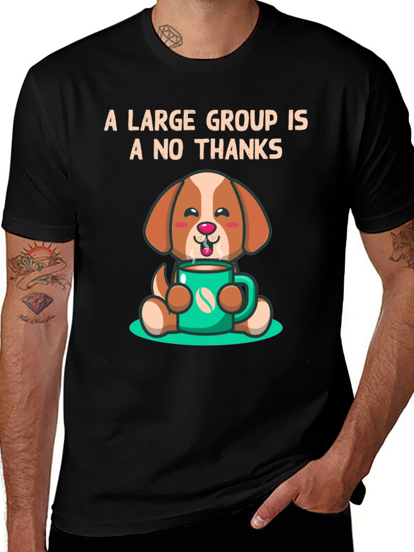 A Large Group Is A No Thanks Coffee Dog T-Shirt