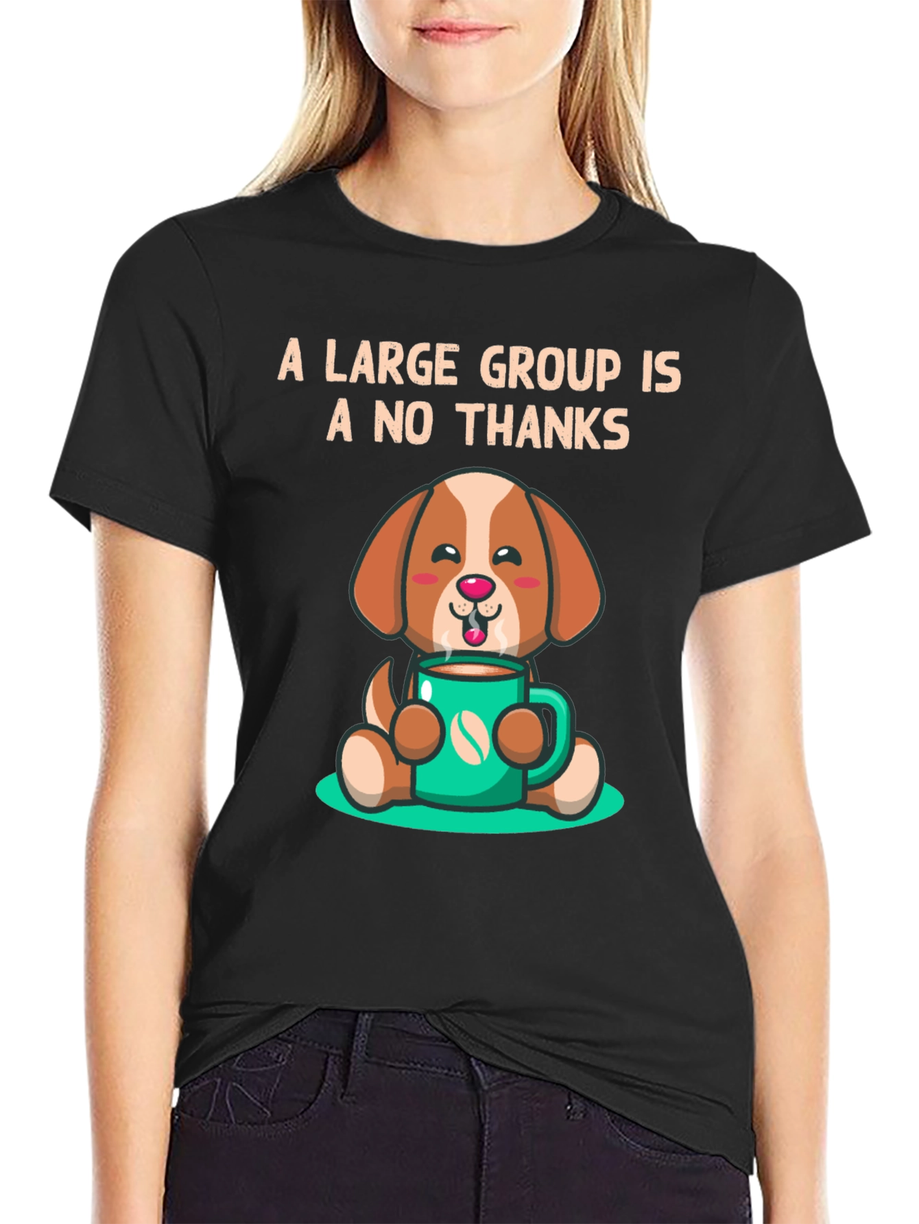A Large Group Is A No Thanks Coffee Dog T-Shirt