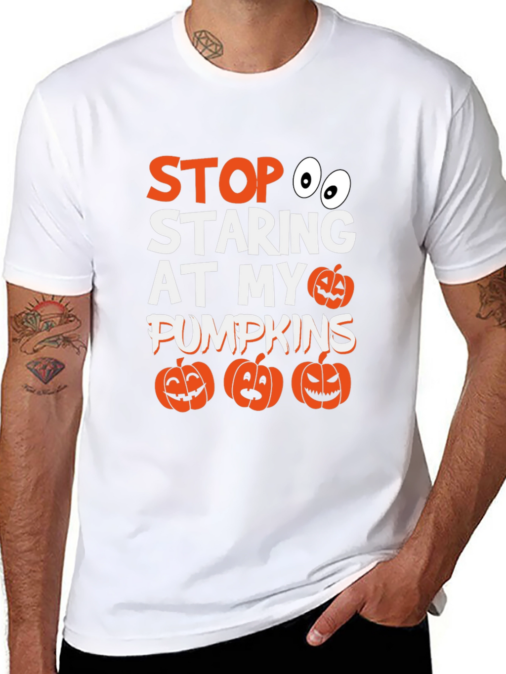 Stop Staring At My Pumpkins Halloween T-Shirt