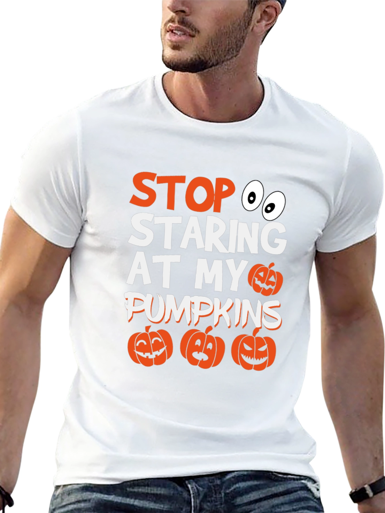 Stop Staring At My Pumpkins Halloween T-Shirt