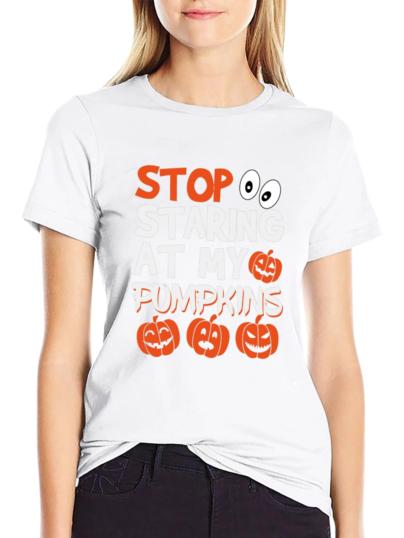 Stop Staring At My Pumpkins Halloween T-Shirt