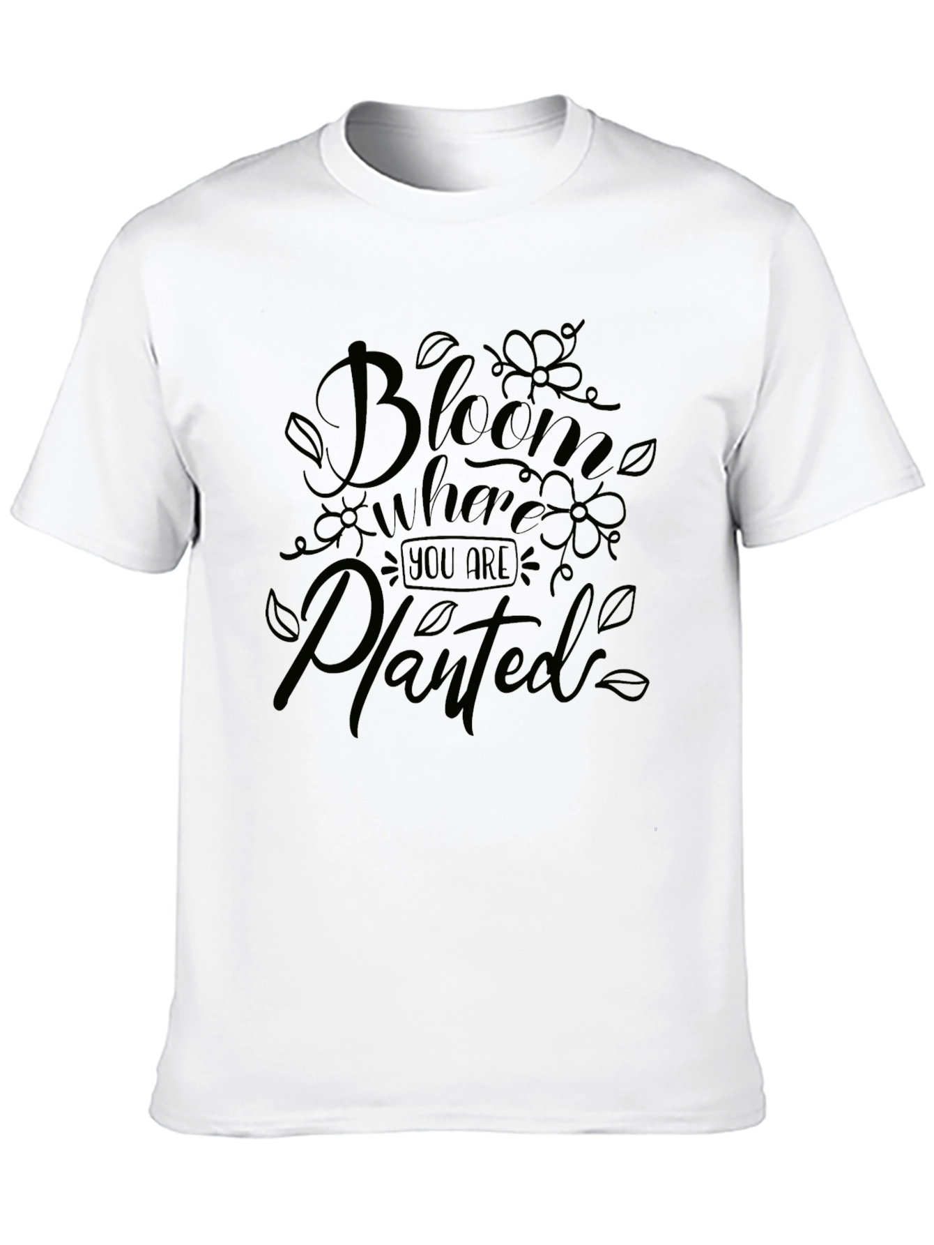 Bloom Where You Are Planted Black T-Shirt