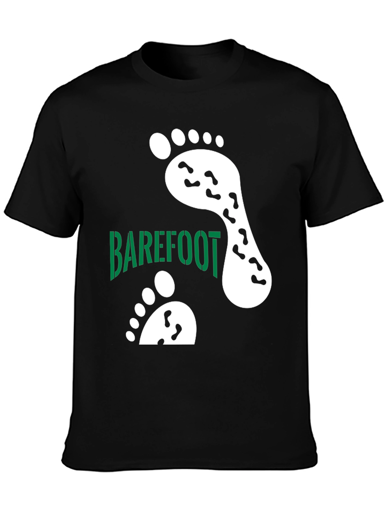 Barefoot Footprint Tee - Black Cotton Casual Shirt