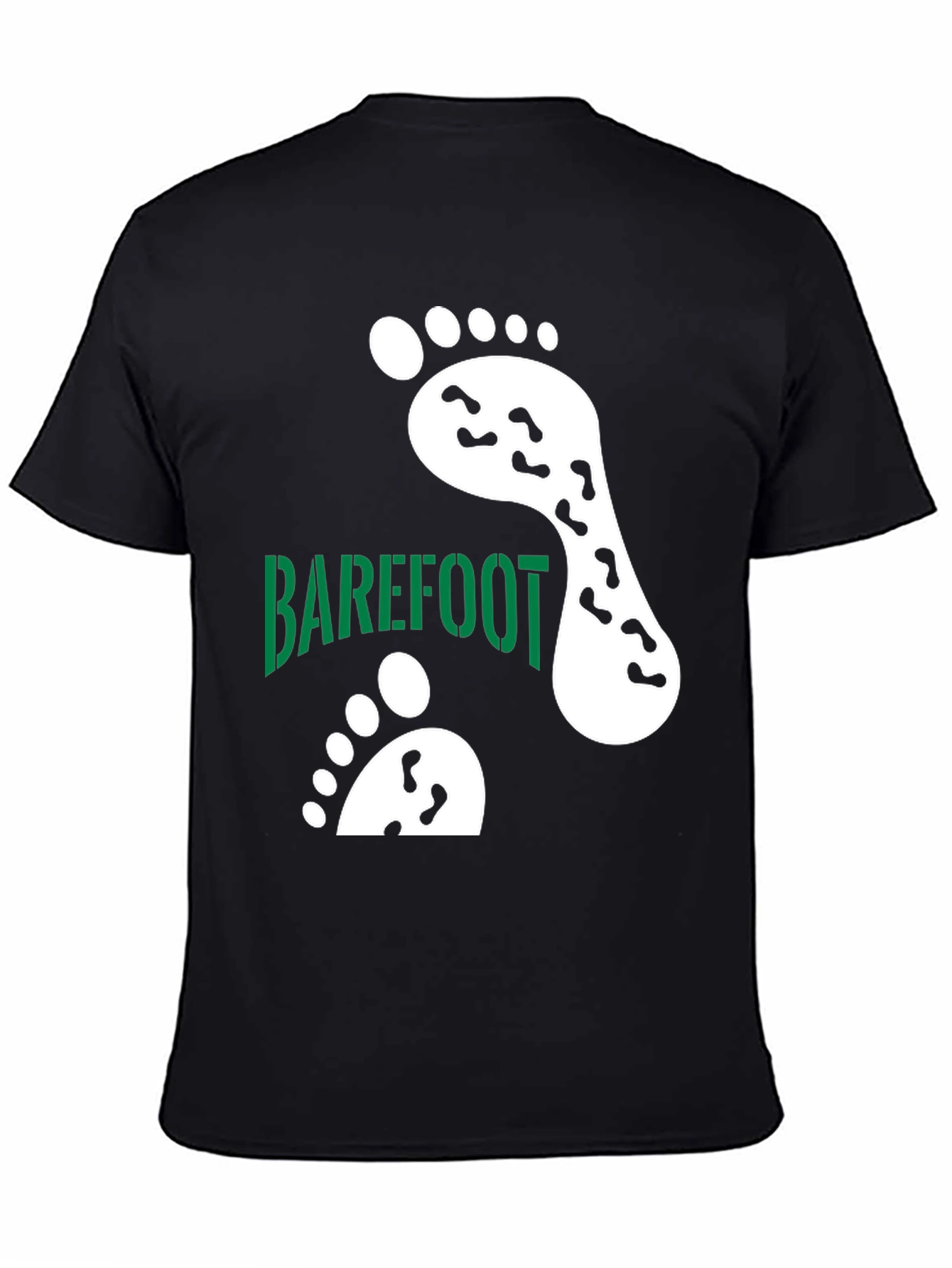 Barefoot Footprint Tee - Black Cotton Casual Shirt