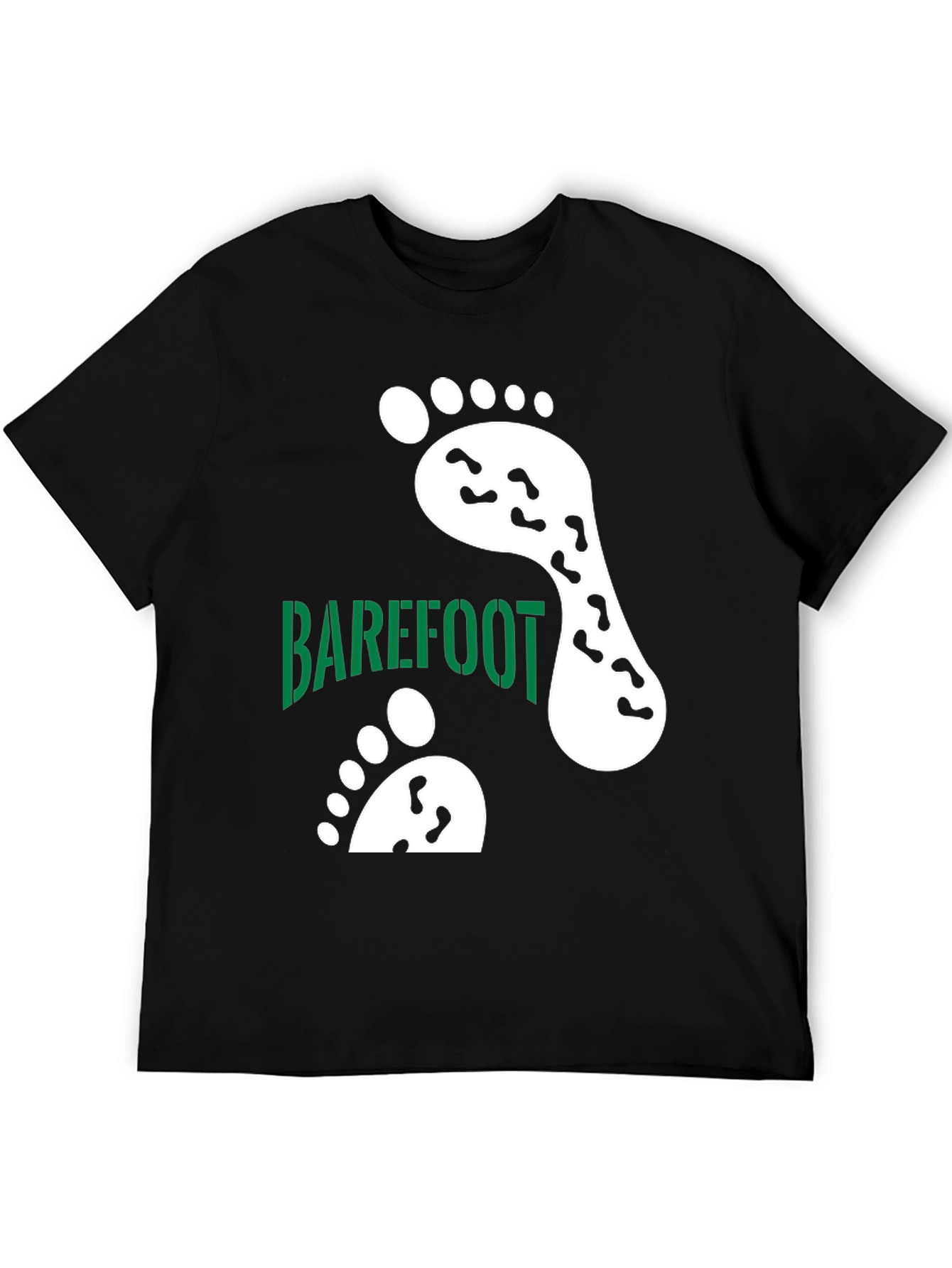 Barefoot Footprint Tee - Black Cotton Casual Shirt