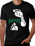 Barefoot Footprint Tee - Black Cotton Casual Shirt