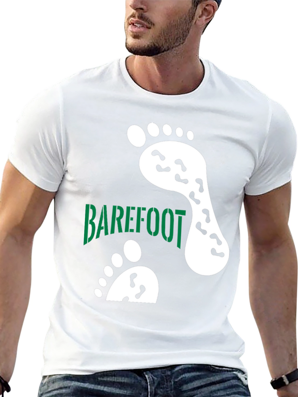 Barefoot Footprint Tee - Black Cotton Casual Shirt